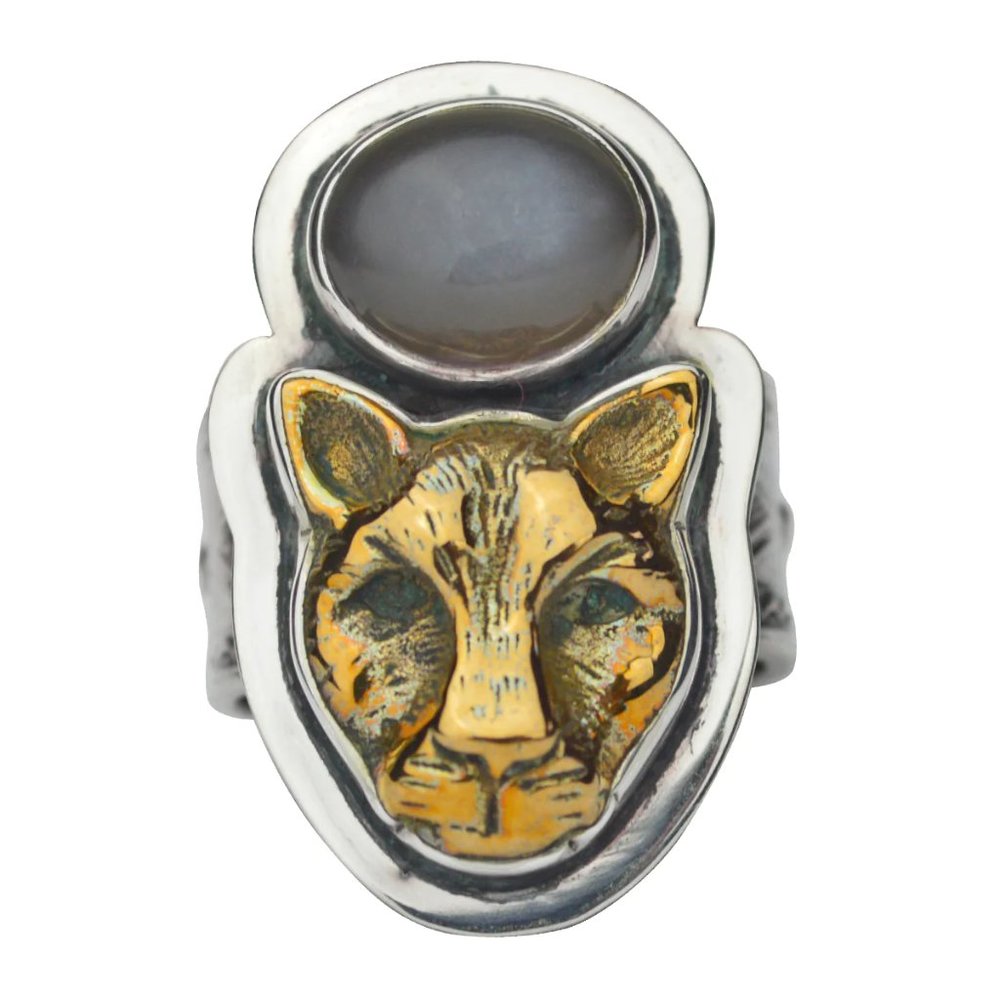 Tabra Jewelry 925 Sterling Bronze Jaguar Moonstone Ring Size 9.5 Vault OOK262